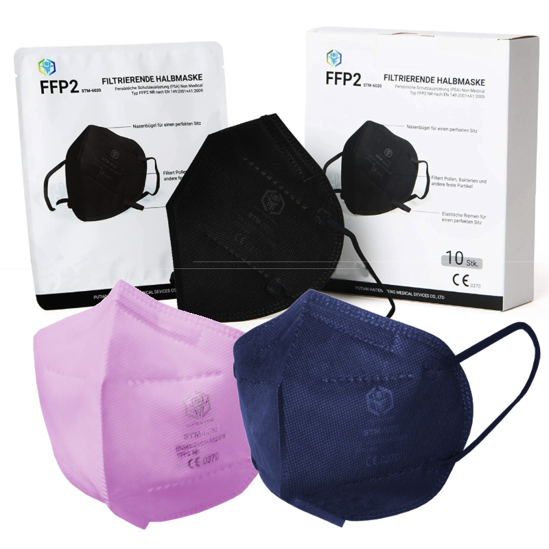 Atemschutzmaske FFP2 NR - CE Zertifiziert SCHWARZ - PINK - BLAU